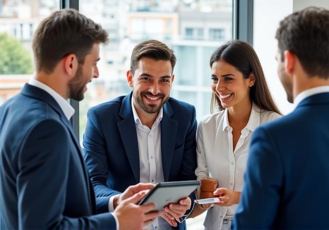 Profesionales colaborando en una oficina moderna en Madrid